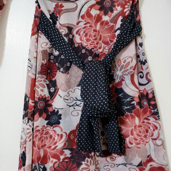 Vintage Sweet Pea Pink Floral Mesh Babydoll Tunic Top S/M 90s y2k - Picture 6 of 6